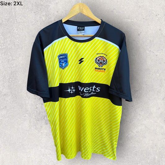 WESTS TIGERS MACARTHUR LEAGUE SAFE TRAINER SHIRT