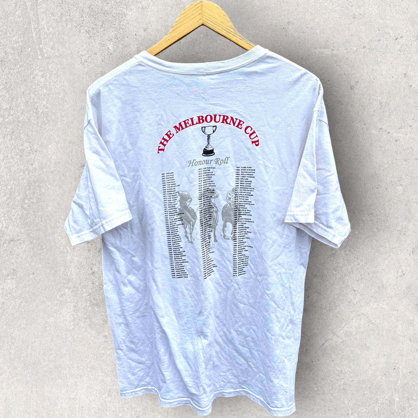 MELBOURNE CUP HONOUR ROLL PAST WINNERS WHITE SHIRT