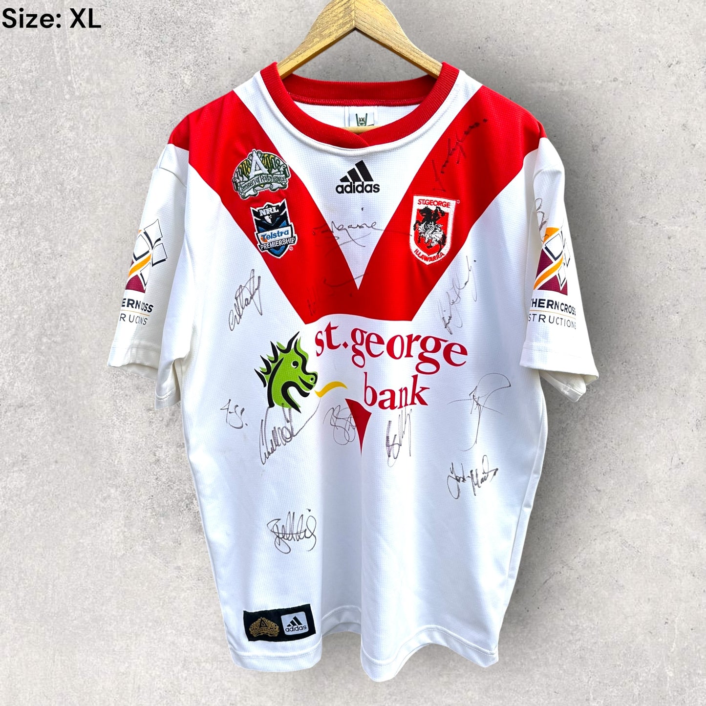 ST GEORGE ILLAWARRA DRAGONS 2008 HOME CENTENARY JERSEY SIGNED BY SQUAD