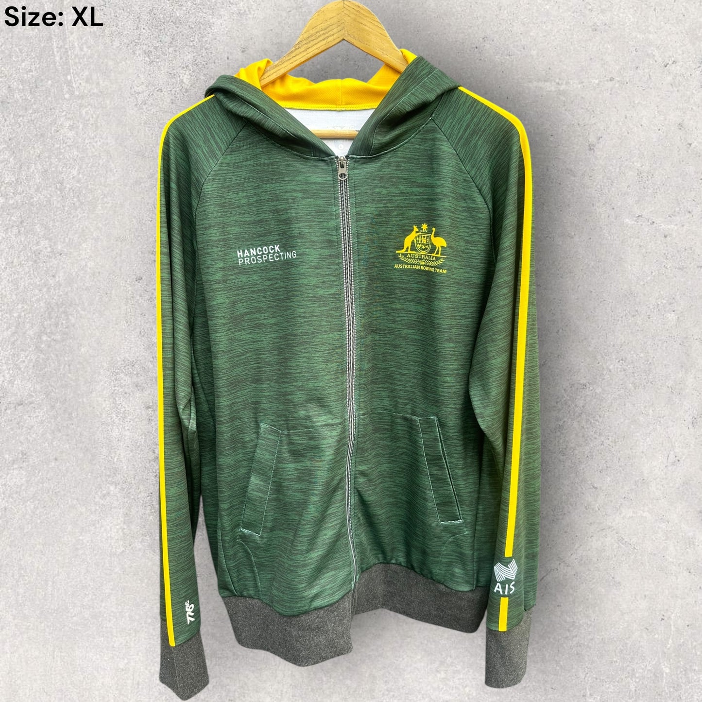 Australian Rowing Team AIS Green Hooded Full Zip Jacket