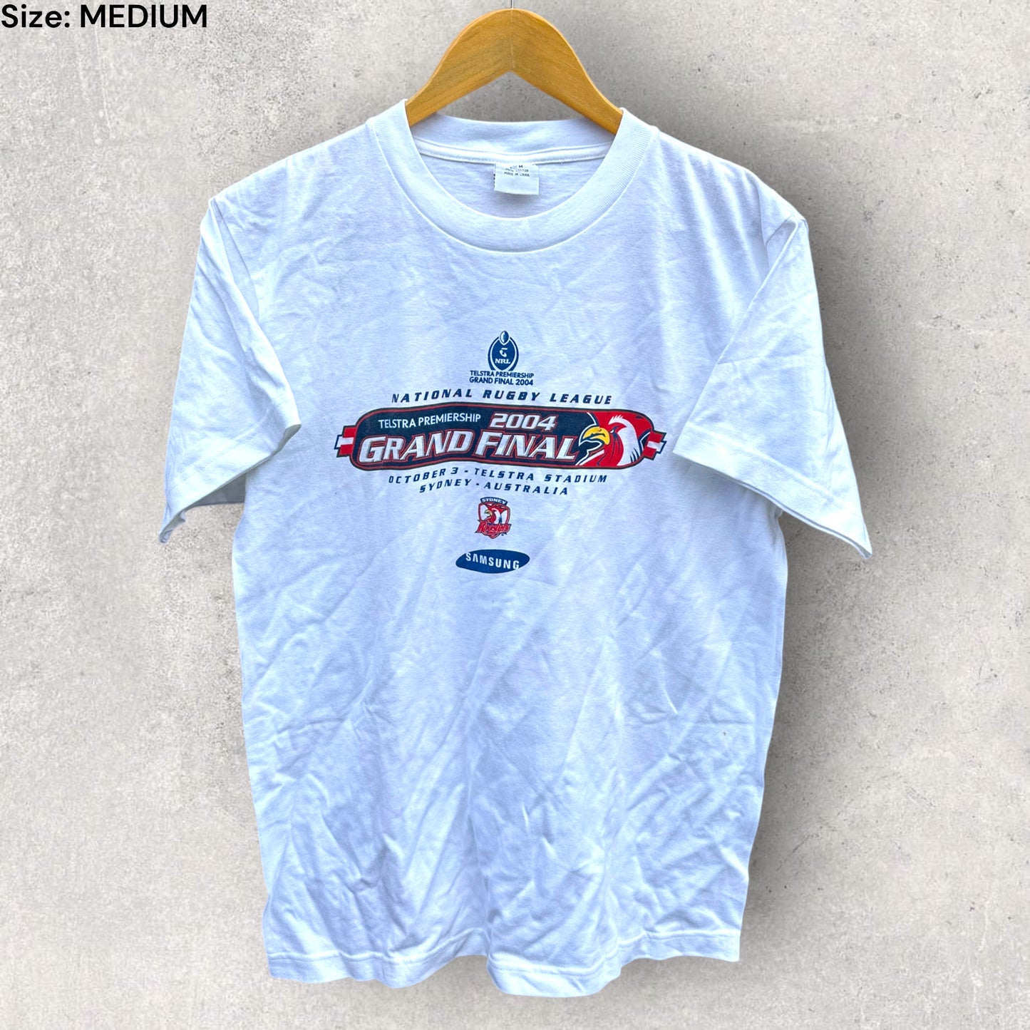 SYDNEY ROOSTERS 2004 NRL GRAND FINAL WHITE T-SHIRT