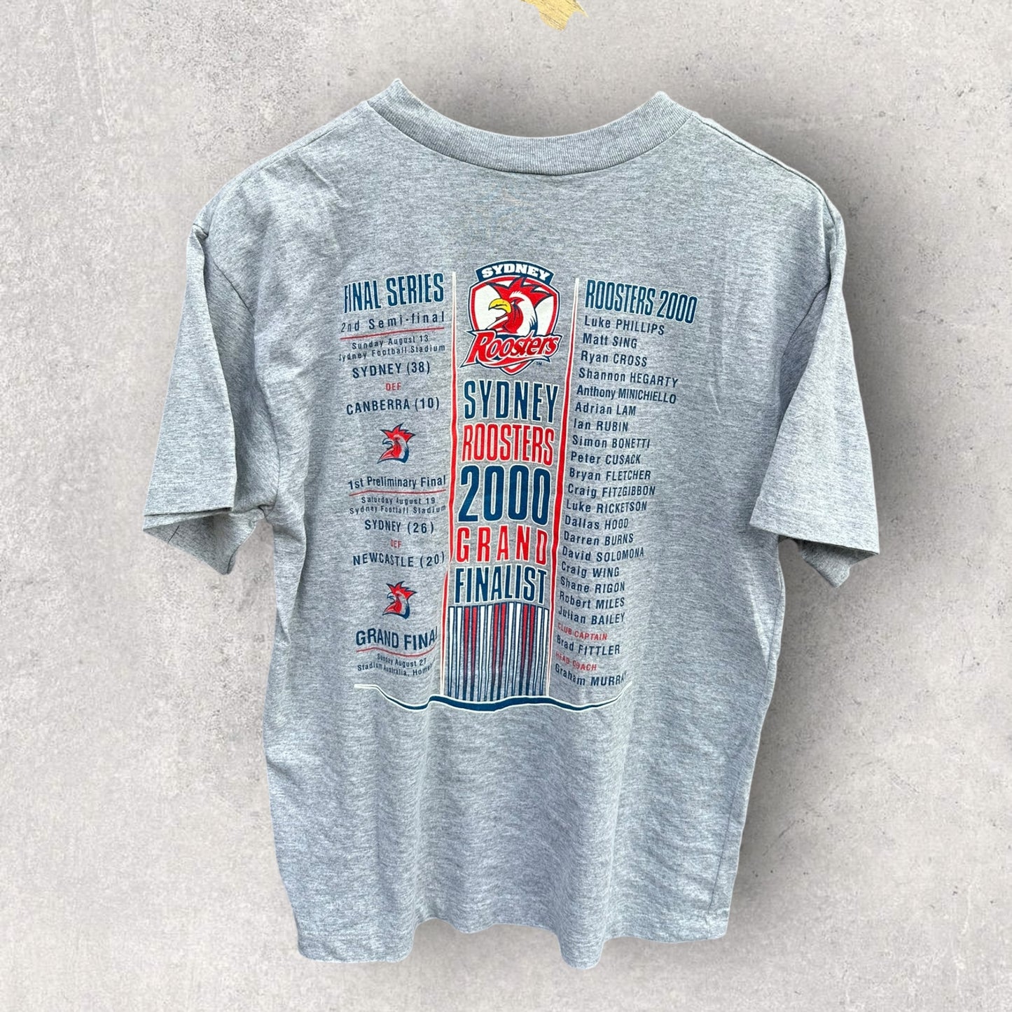 Sydney Roosters 2000 Grand Finalist Vintage NRL Grey Shirt