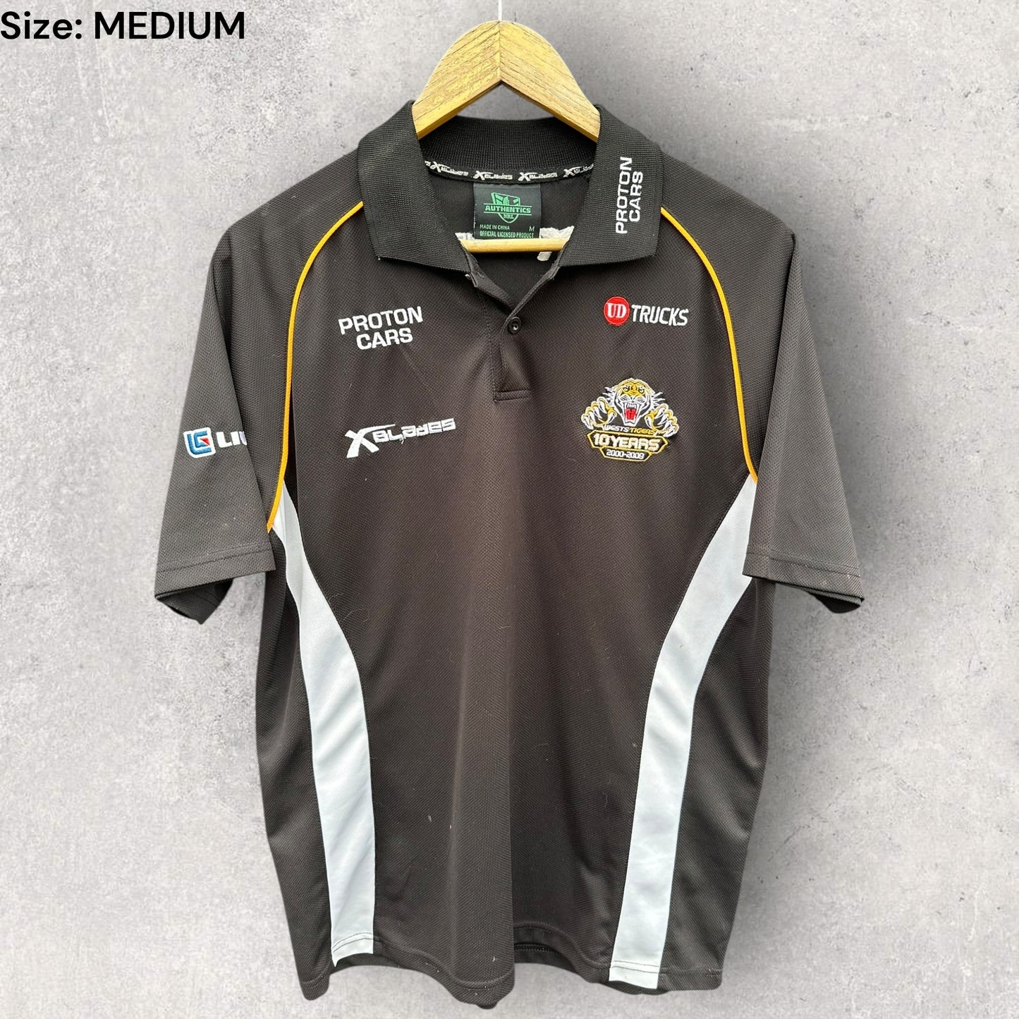 Wests Tigers X-Blades Proton Cars 2009 10th Anniversary Black Media Polo Nrl Shirt