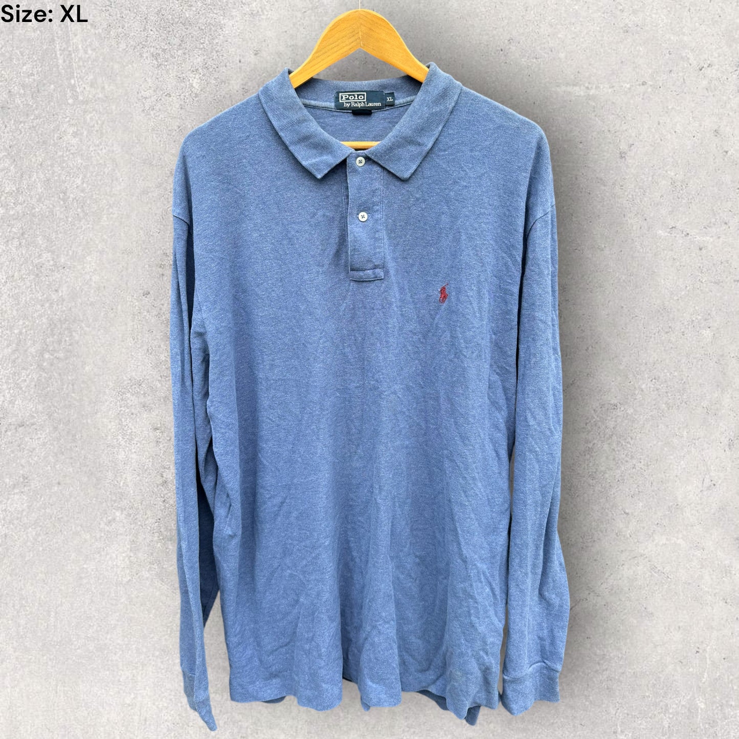 RALPH LAUREN POLO BLUE LONG SLEEVE POLO SHIRT