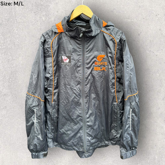 GWS GIANTS BLK GREY HOODED AFL JACKET