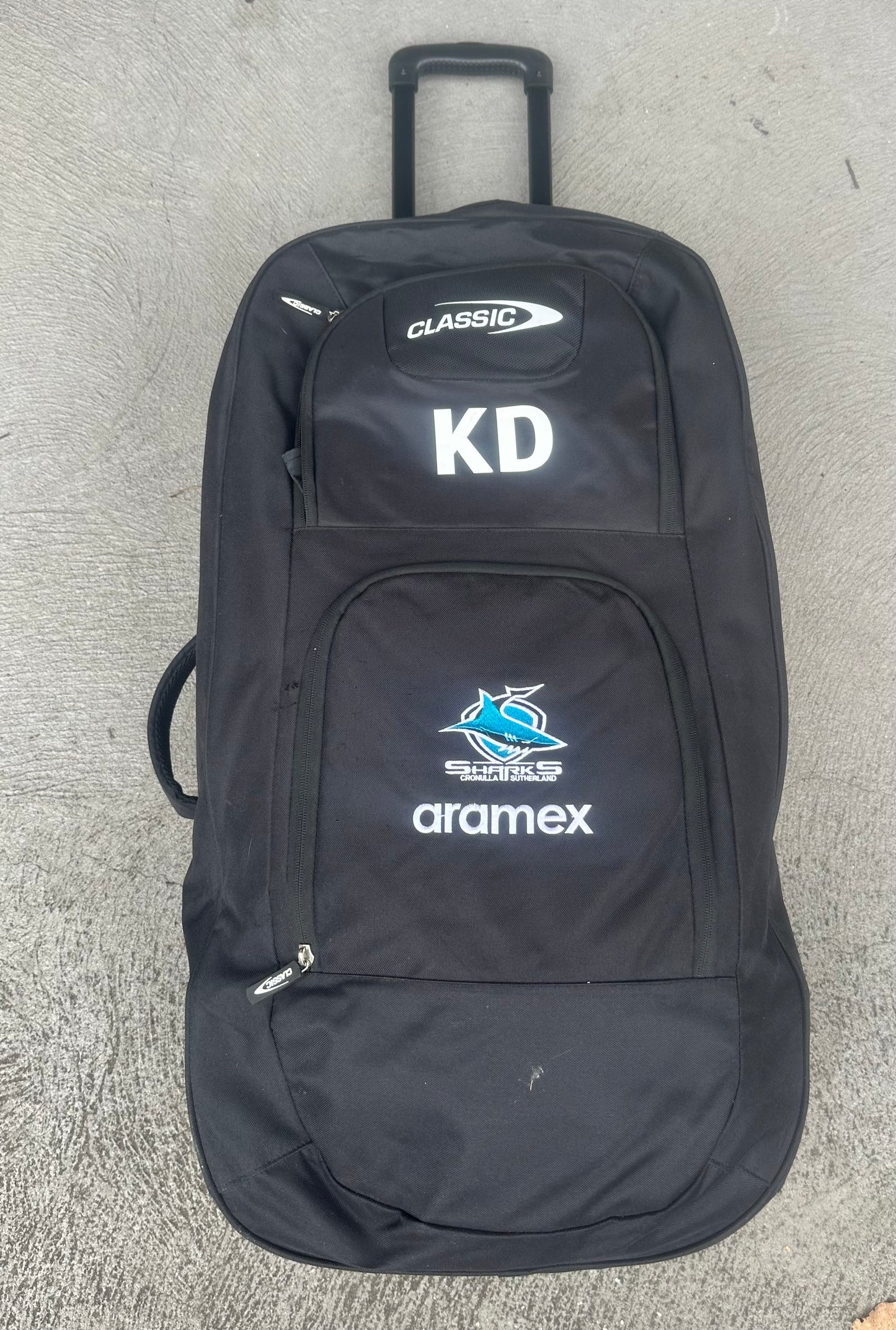 Cronulla Sharks Kade Dykes Player Used Travel Suitcase Black Bag