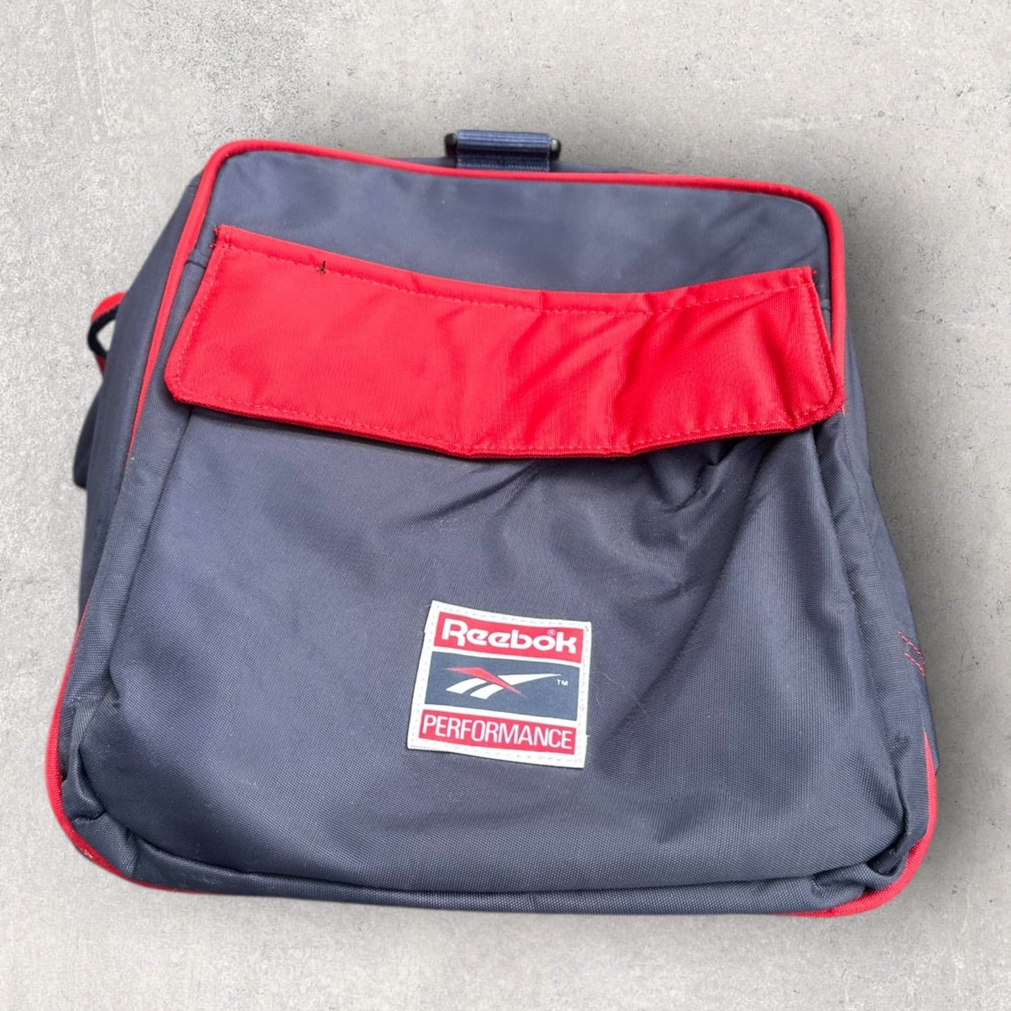 REEBOK VINTAGE BLUE & RED DUFFEL BAG