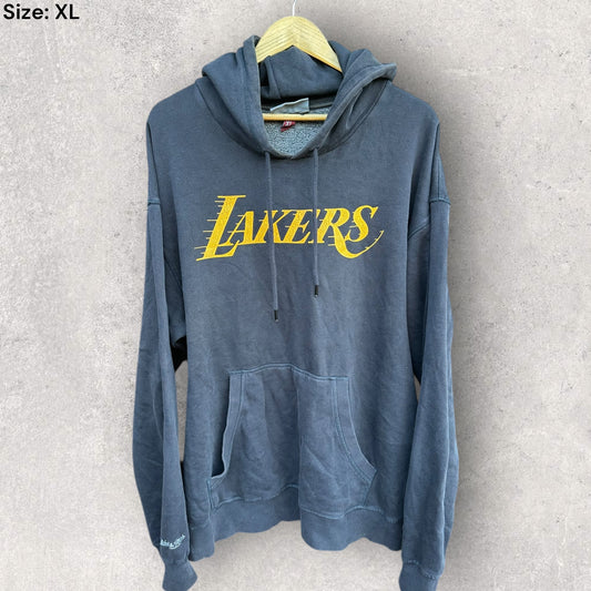 LA LAKERS MITCHELL & NESS GREY HOODED PULLOVER NBA JUMPER