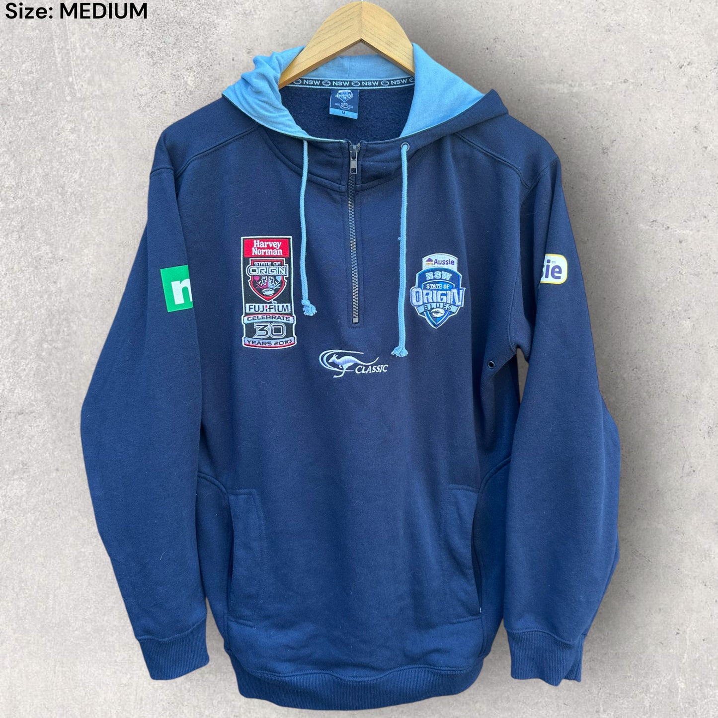 NSW BLUES 2010 CLASSIC HALF ZIP HOODED JUMPER