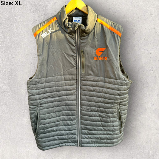 GWS GIANTS BLK GREY SLEEVELESS PUFFER VEST