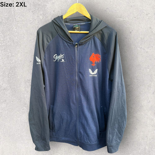 SYDNEY ROOSTERS CASTORE BLUE HOODED RUGBY LEAGUE NRL JUMPER