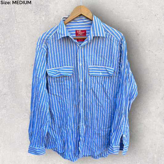 RM WILLIAMS BLUE & WHITE STRIPPED DRESS SHIRT