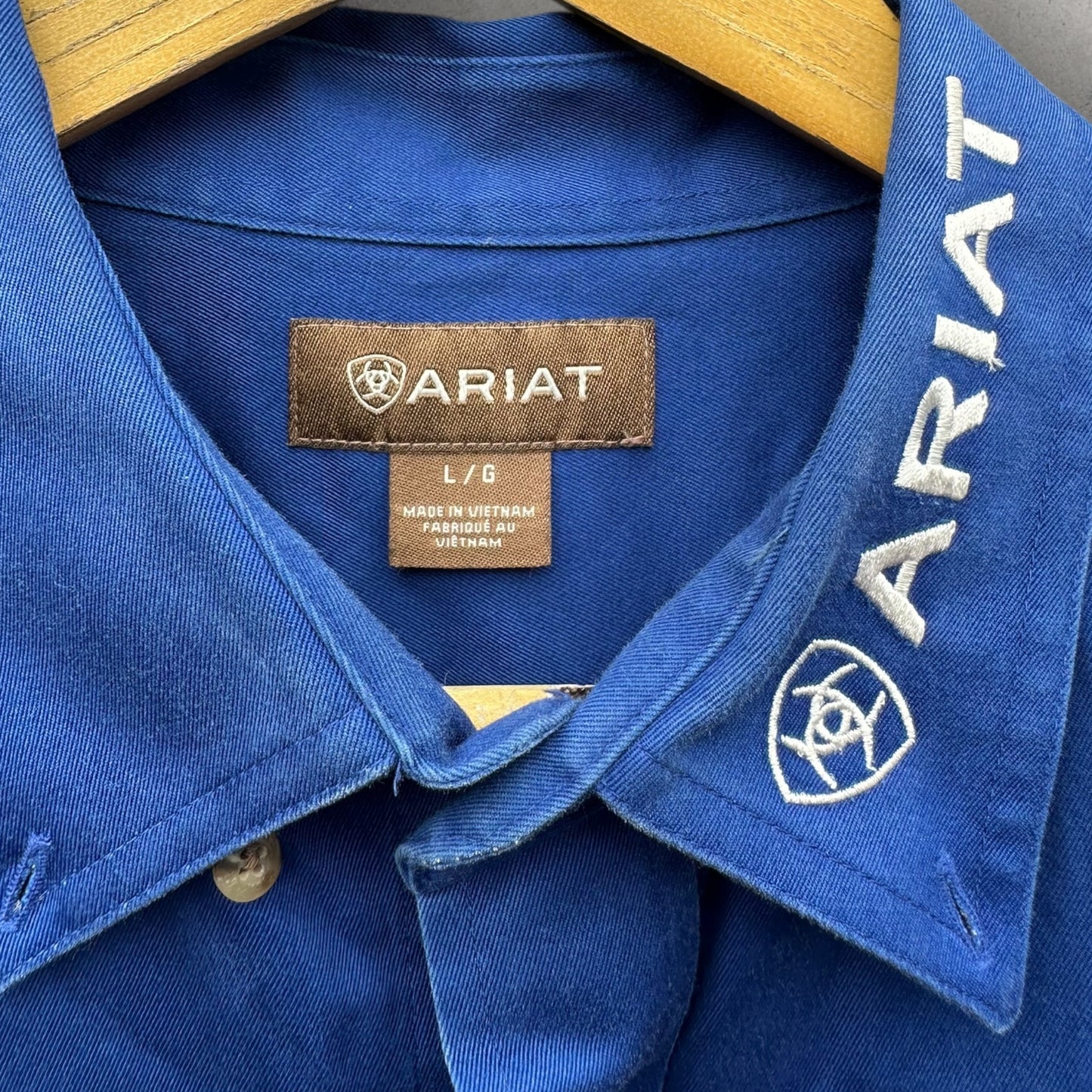 ARIAT BLUE MENS LONG SLEEVE BUTTON UP SHIRT