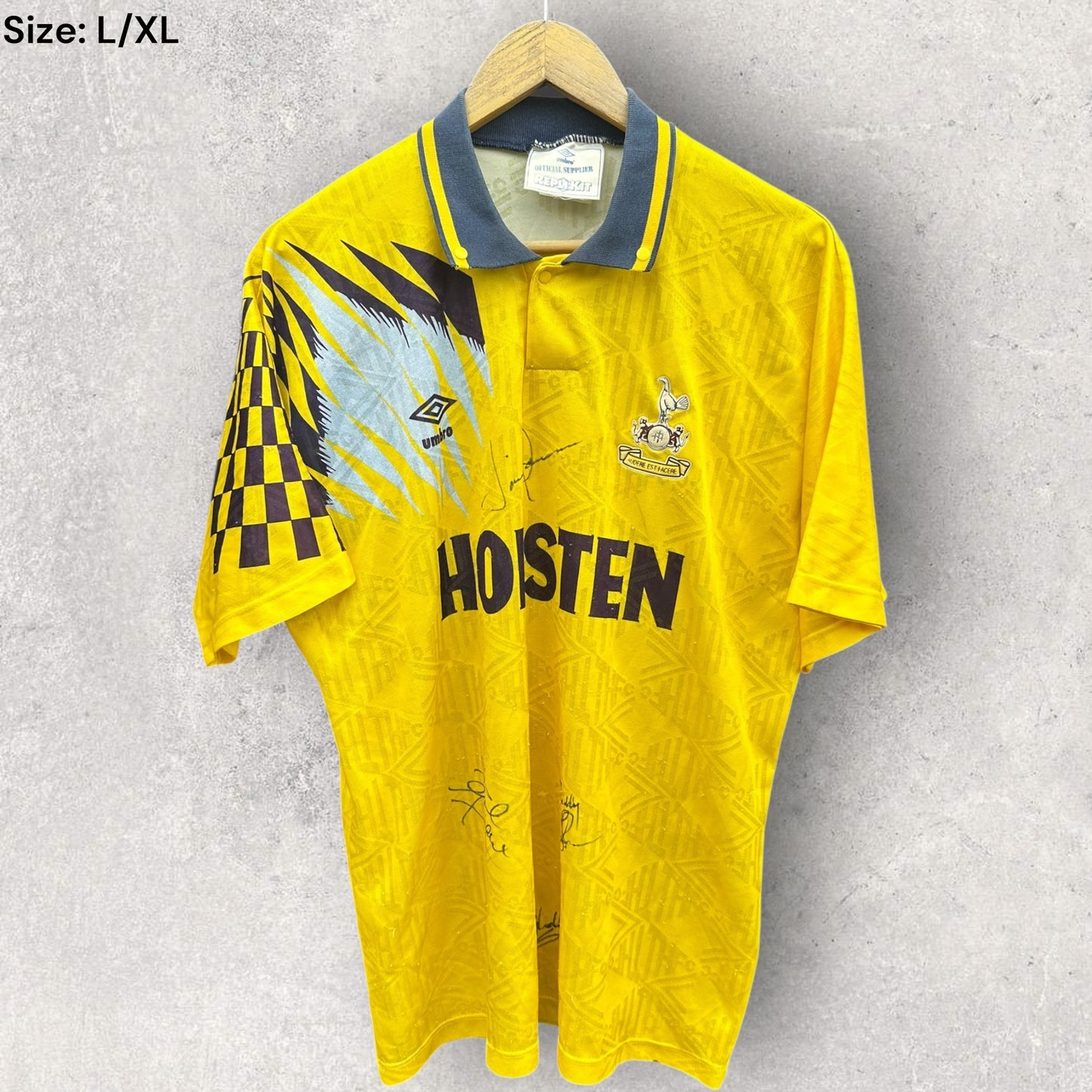TOTTENHAM HOTSPUR 1994-1995 UMBRO THIRD FOOTBALL KIT SIGNED
