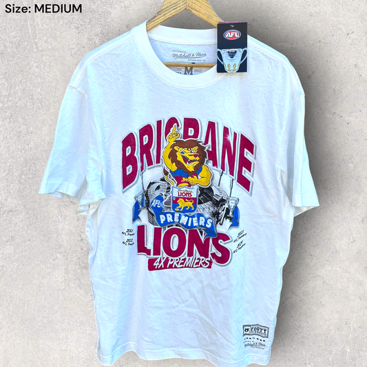 Brisbane Lions Mitchell & Ness Premiers White Shirt Brand New With Tags