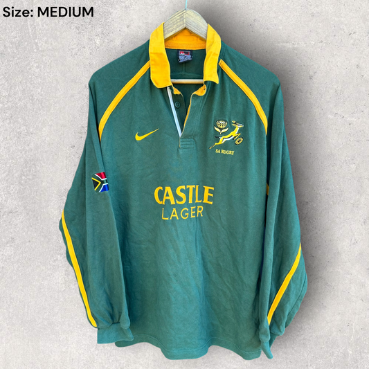 South African Springboks Nike Vintage Long Sleeve Cotton Rugby Union Jersey