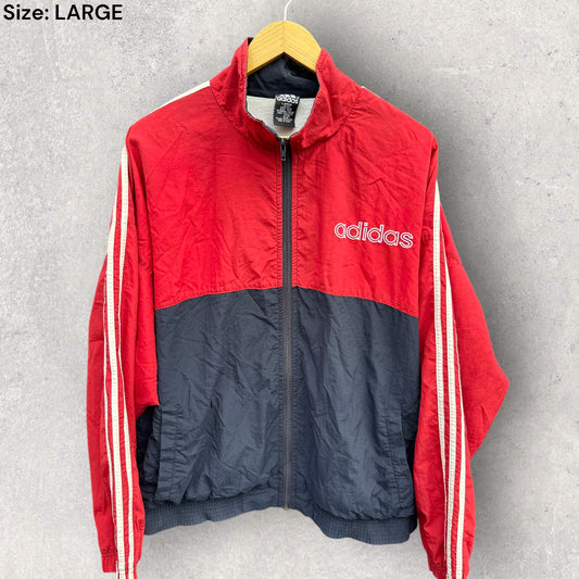 ADIDAS VINTAGE RED & BLUE WINDBREAKER FULL ZIP JACKET