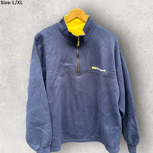 REEBOK HALF ZIP VINTAGE FLEECE BLUE JACKET