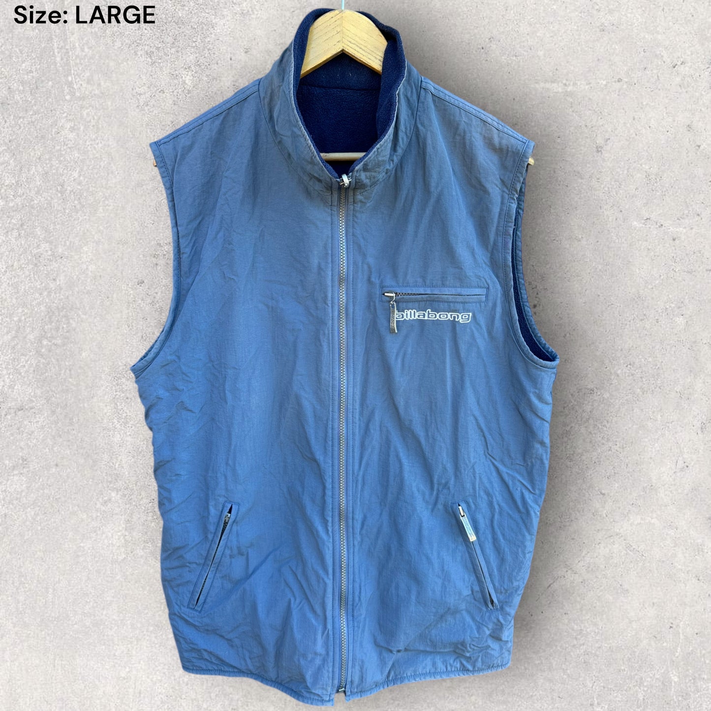 BILLABONG VINTAGE REVERSE SLEEVELESS VEST JACKET