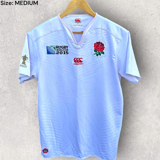 ENGLAND 2015 RUGBY WORLD CUP WHITE CANTERBURY SHORT SLEEVE JERSEY