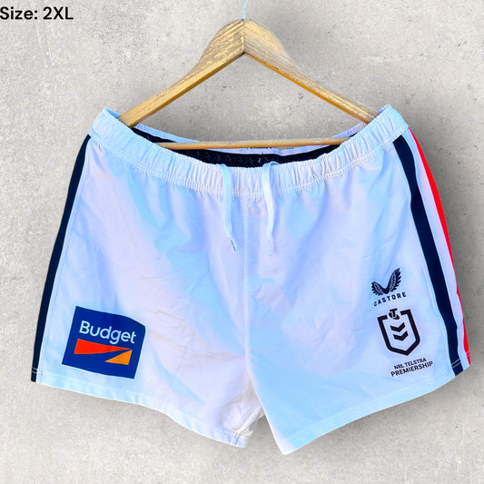SYDNEY ROOSTERS WHITE CASTORE MATCH RUGBY LEAGUE SHORTS