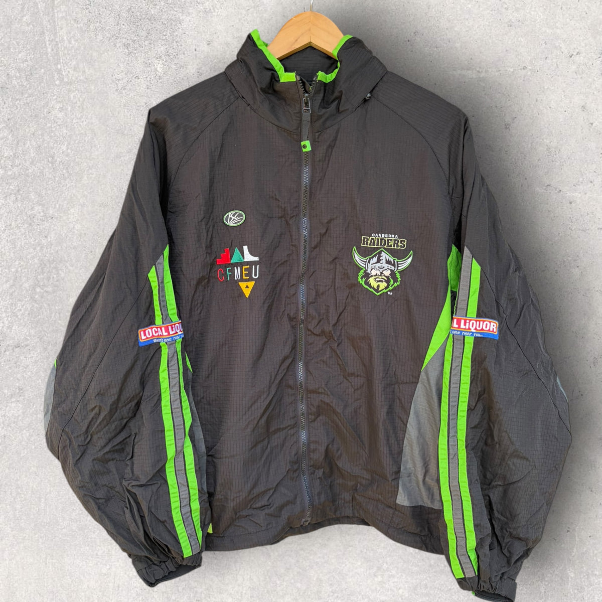 Canberra Raiders ISC Vintage Full Zip Black Windbreaker Jacket