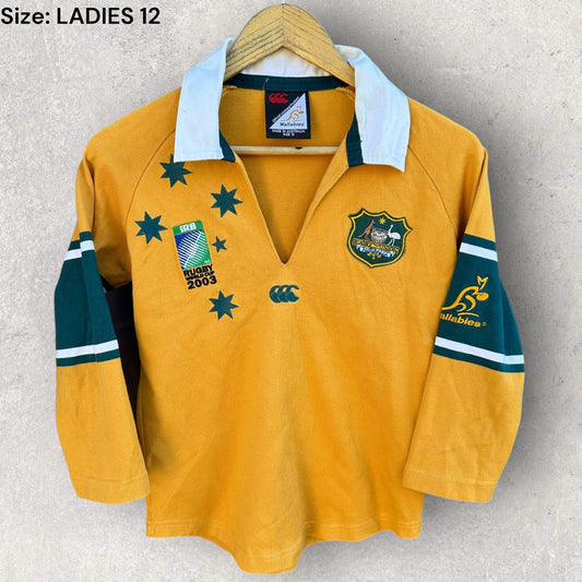 Australian Wallabies 2003 Rugby World Cup Vintage Womens Long Sleeve Canterbury Jersey