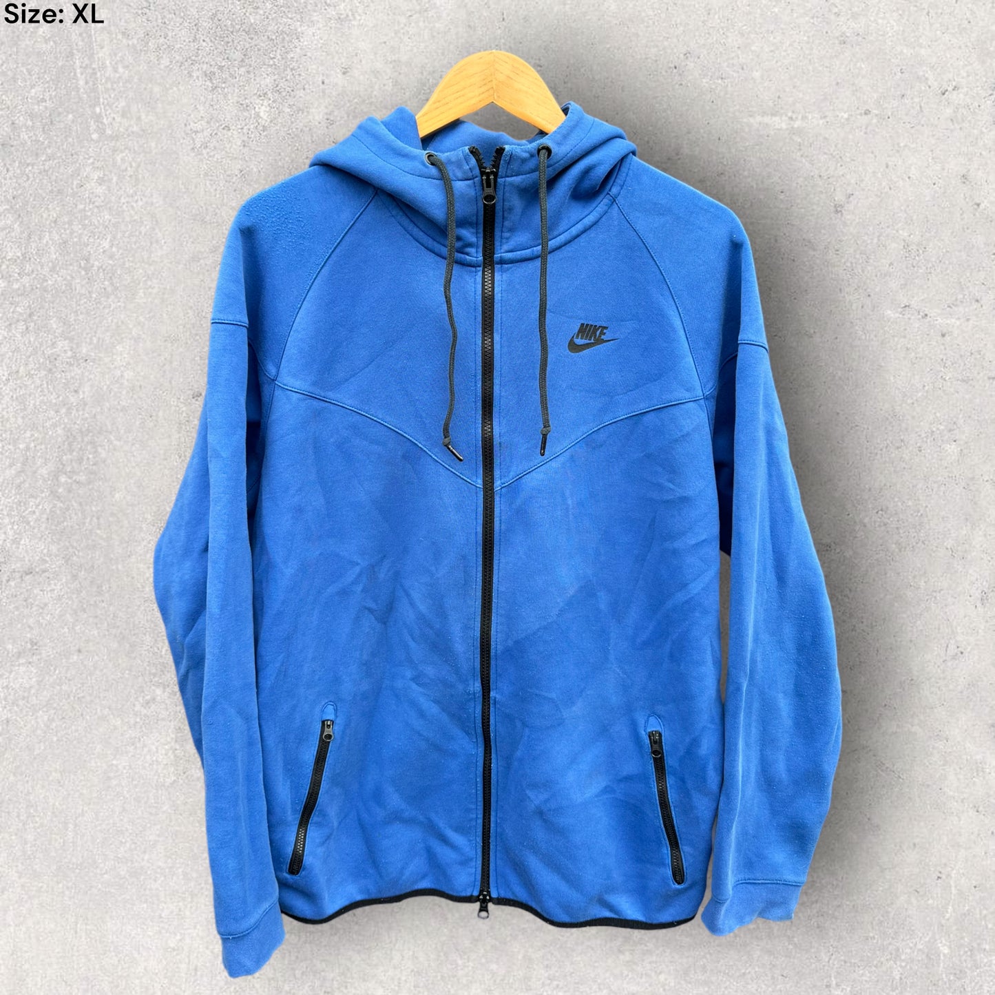 NIKE BLUE TECH FLEECE FULL ZIP HOODED JUMPER