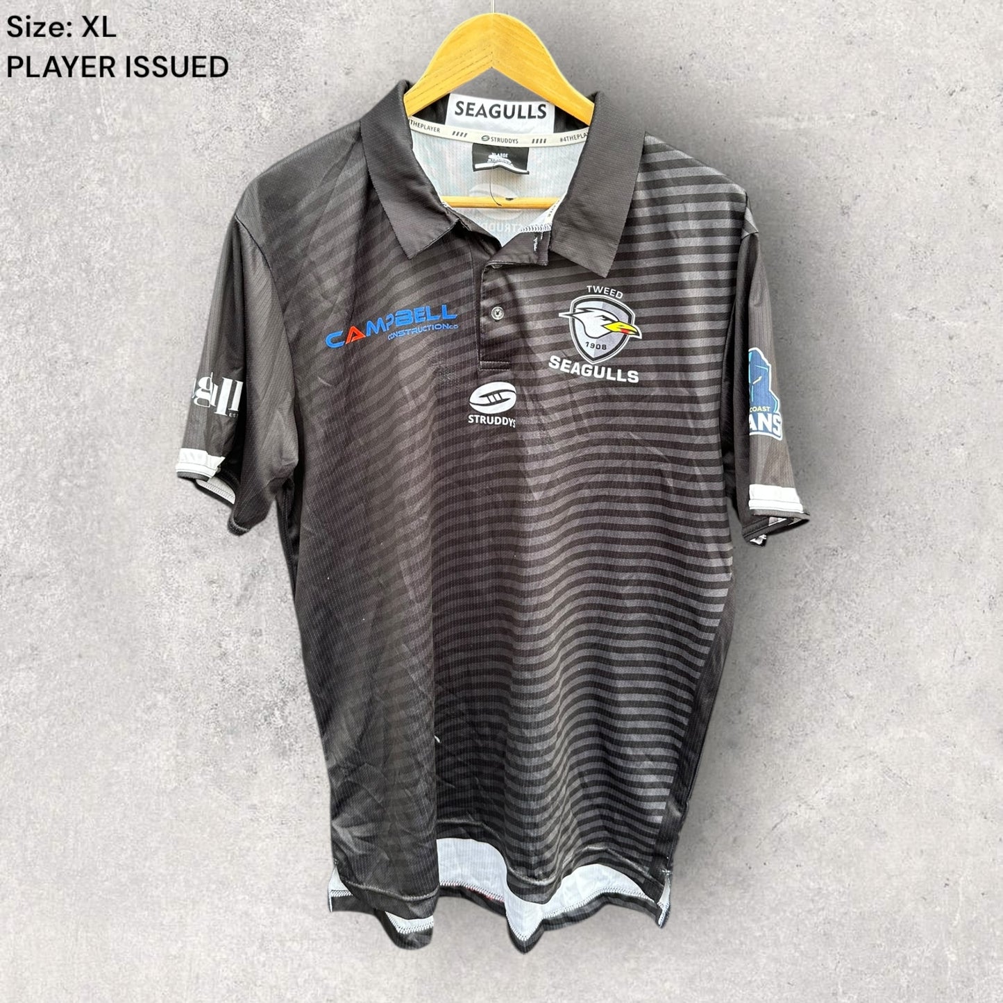 TWEED SEAGULLS PLAYER ISSUED MEDIA POLO SHIRT TO SAM MCINTYRE