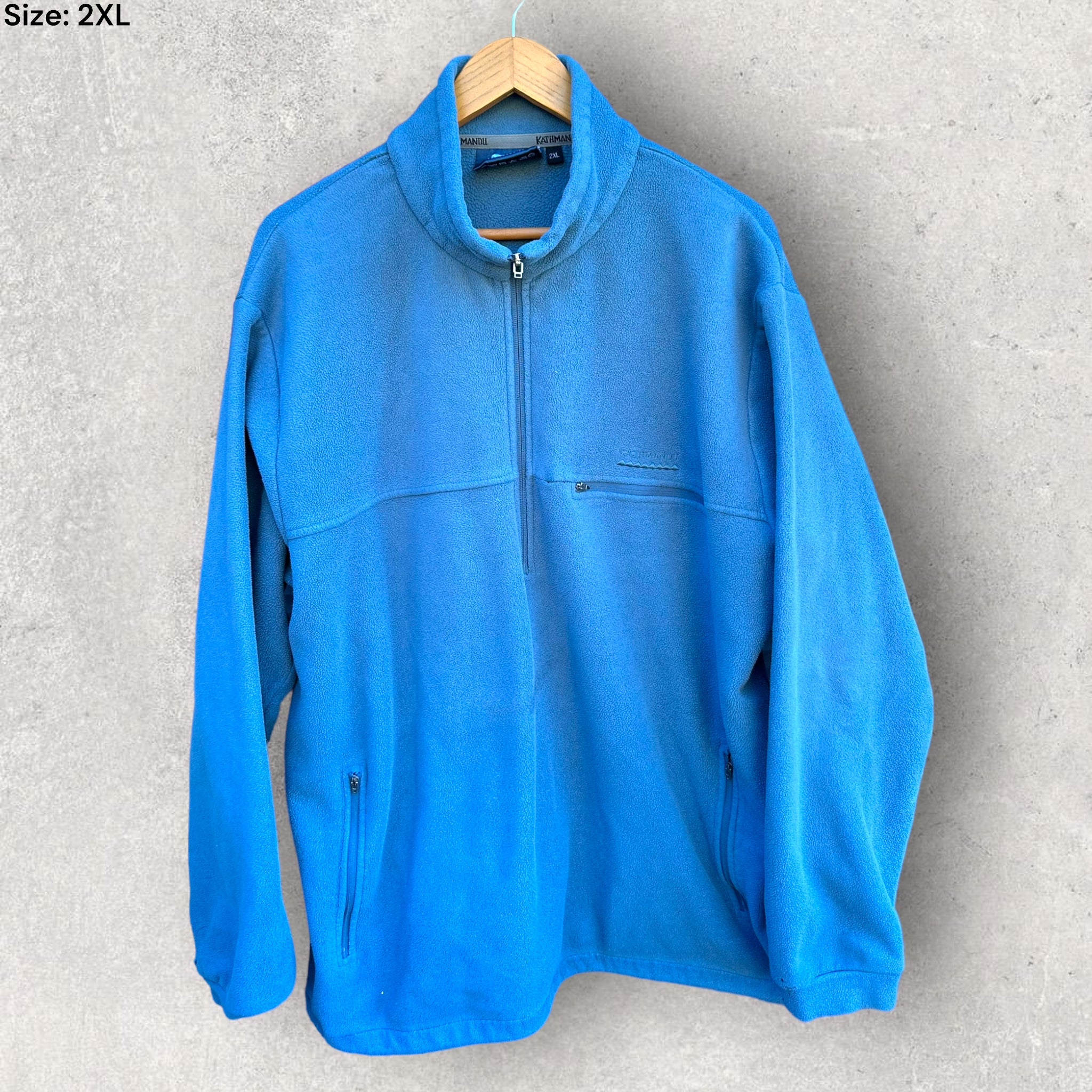 KATHMANDU ALTICA VINTAGE BLUE FLEECE HALF ZIP JUMPER THRILLOFTHETHRIFT