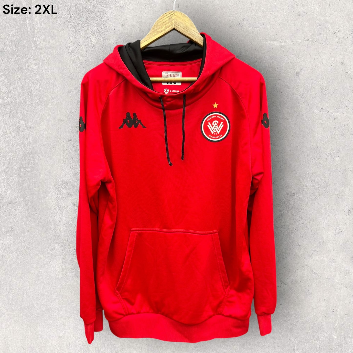 Western Sydney Wanderers Kappa Red Pullover Hooded Football Jumper