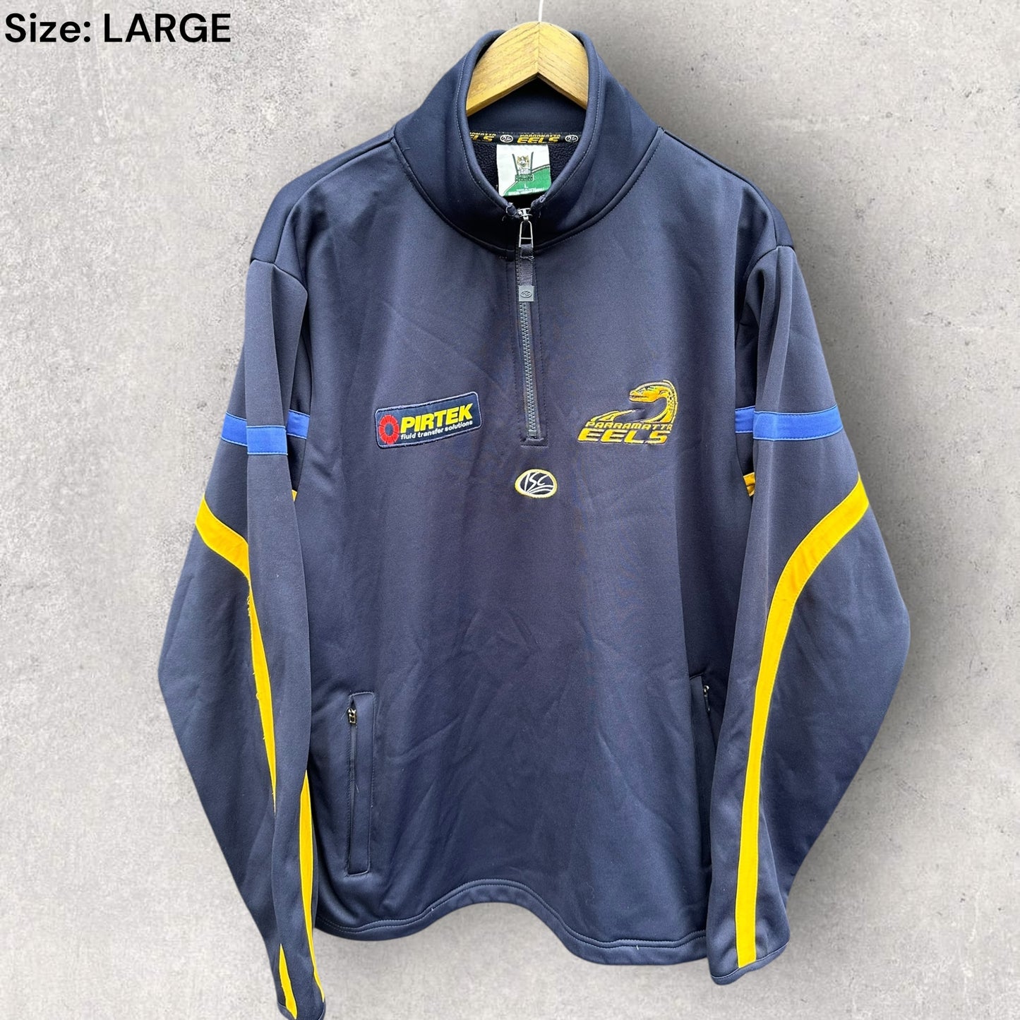 Parramatta Eels Vintage Chest Zip ISC Nrl Pullover Jumper