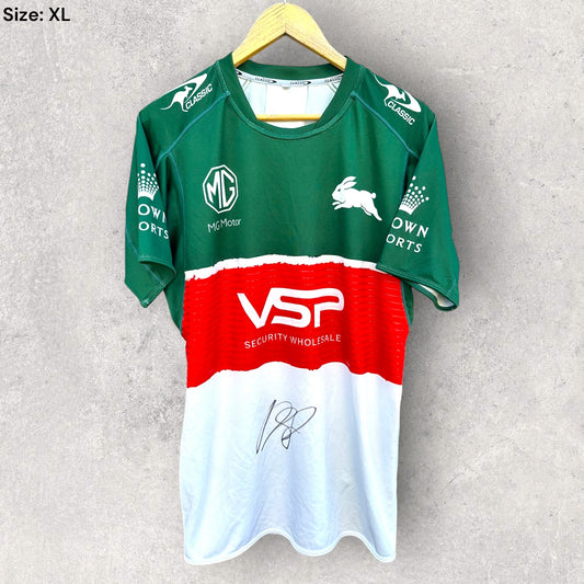 SOUTH SYDNEY RABBITOHS 2023 CAPTAINS RUN JERSEY PLAYER WORN + SIGNED BY DAN SULUKA FIFITA