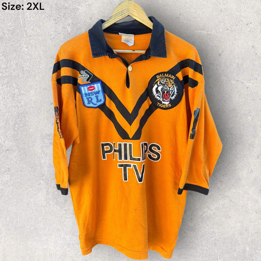 BALMAIN TIGERS 1993 VINTAGE 3/4 SLEEVE NSW RUGBY LEAGUE COTTON PEERLESS JERSEY