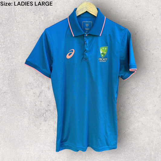 Cricket Australia ASICS Ladies Blue Short Sleeve Polo Shirt