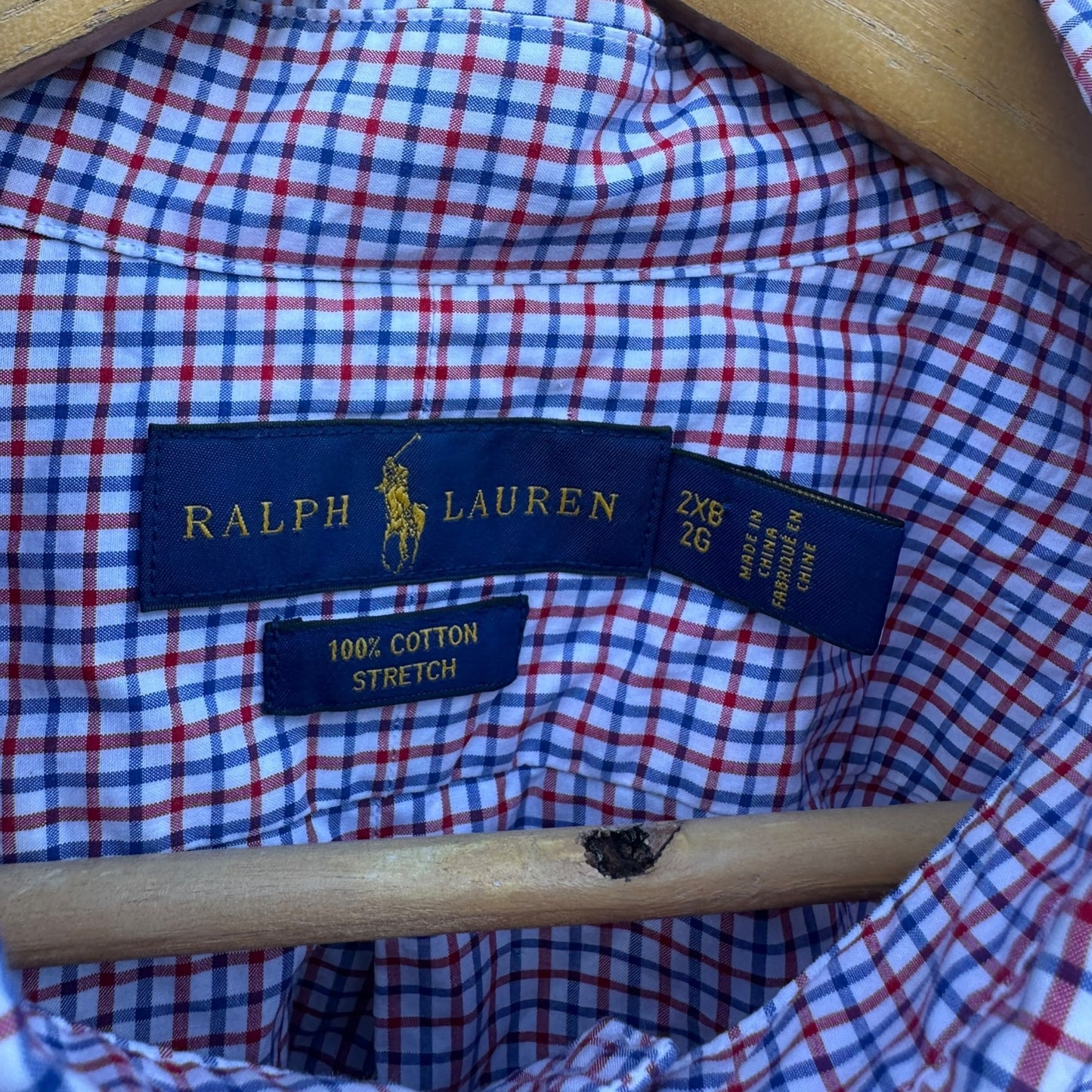RALPH LAUREN POLO BUTTON UP LONG SLEEVE RED/WHITE/BLUE CHECKERED SHIRT