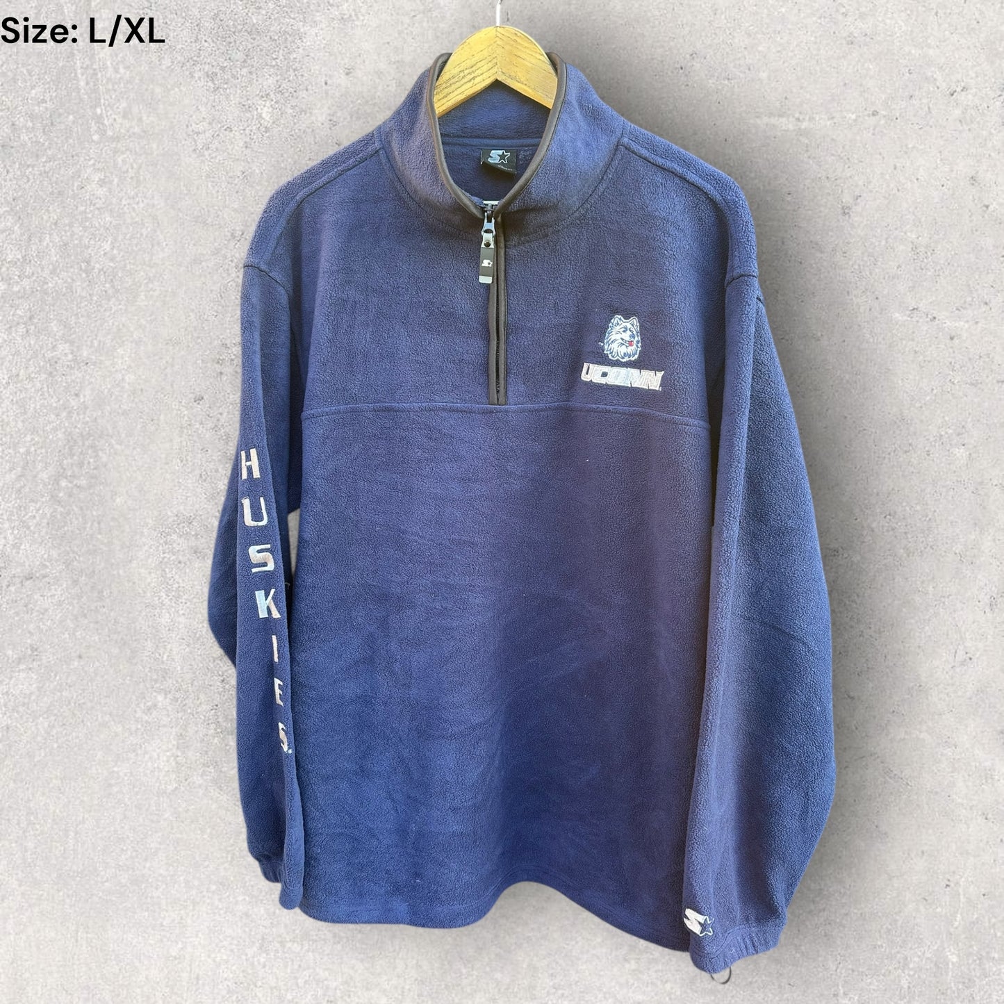 UCONN HUSKERS STARTER VINTAGE CHEST ZIP FLEECE