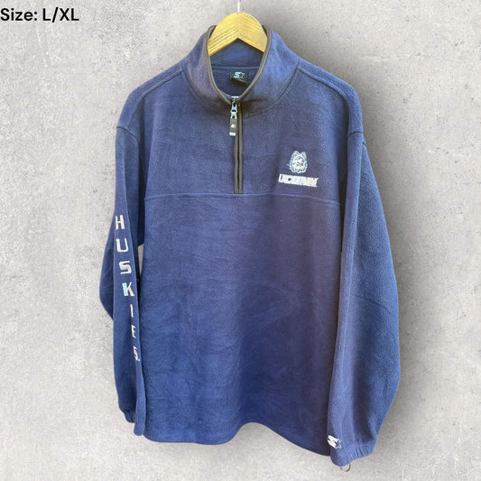 UCONN HUSKERS STARTER VINTAGE CHEST ZIP FLEECE