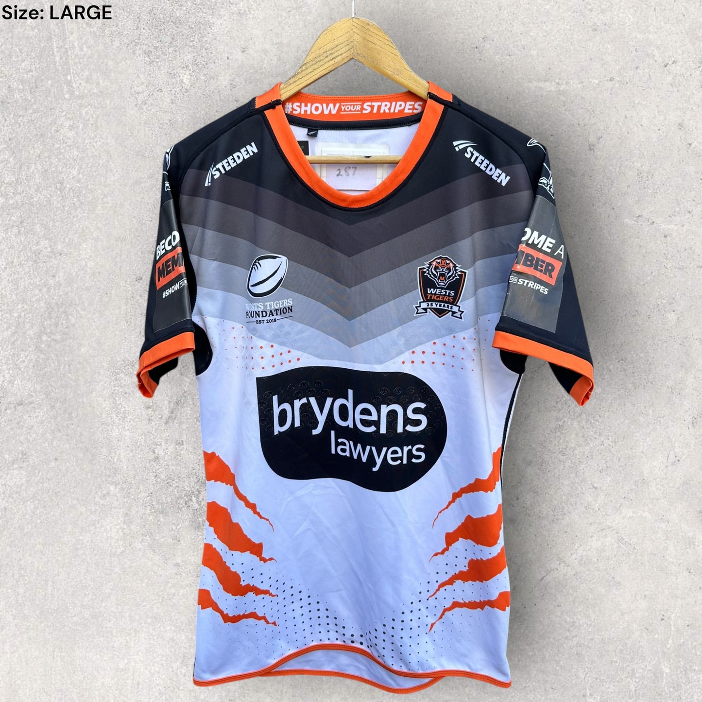 WESTS TIGERS REUBEN PORTER 2024 CAPTAINS RUN PLAYER WORN JERSEY