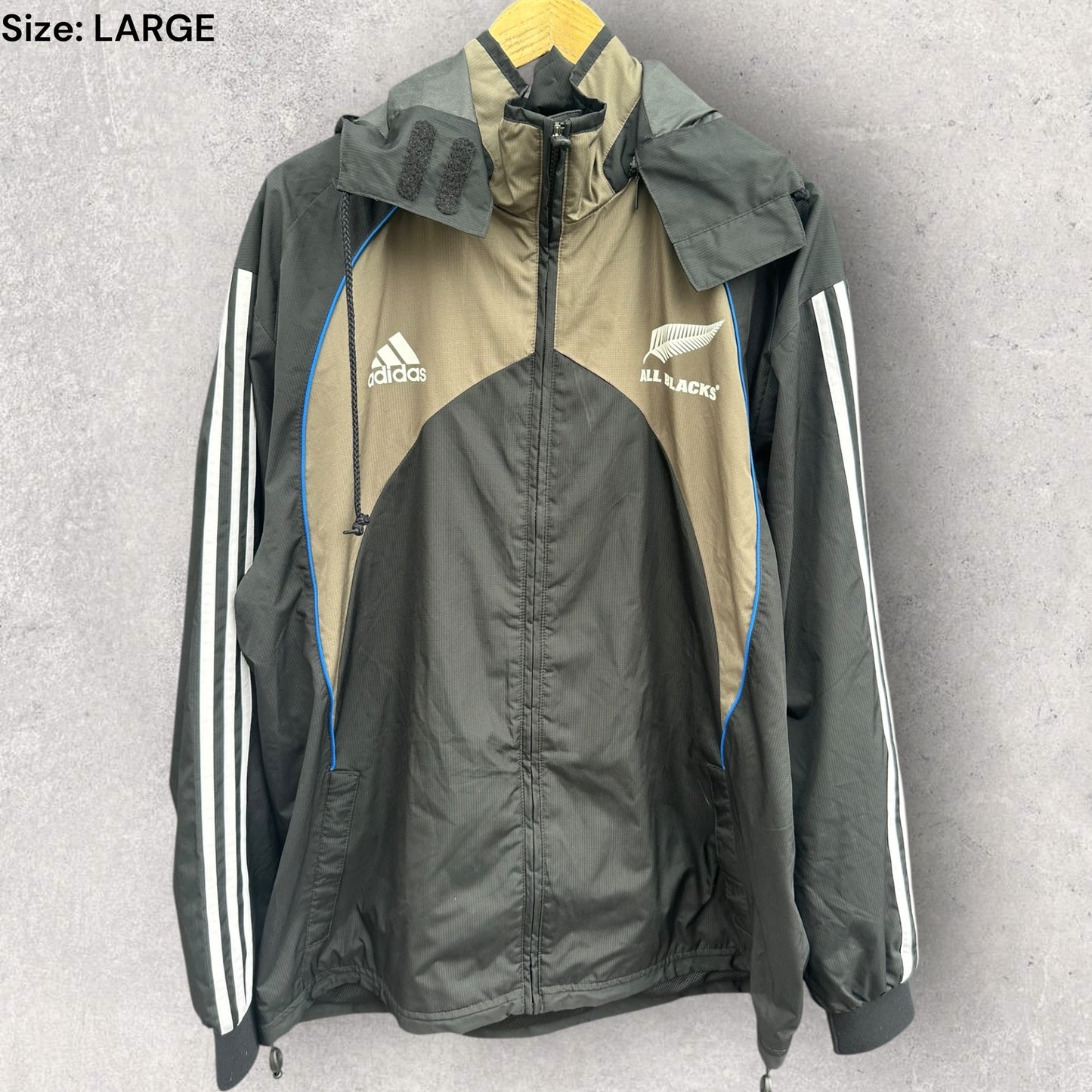 NEW ZEALAND ALL BLACKS ADIDAS WINDBREAKER HOODED JACKET