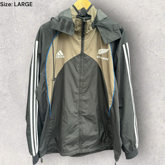 NEW ZEALAND ALL BLACKS ADIDAS WINDBREAKER HOODED JACKET