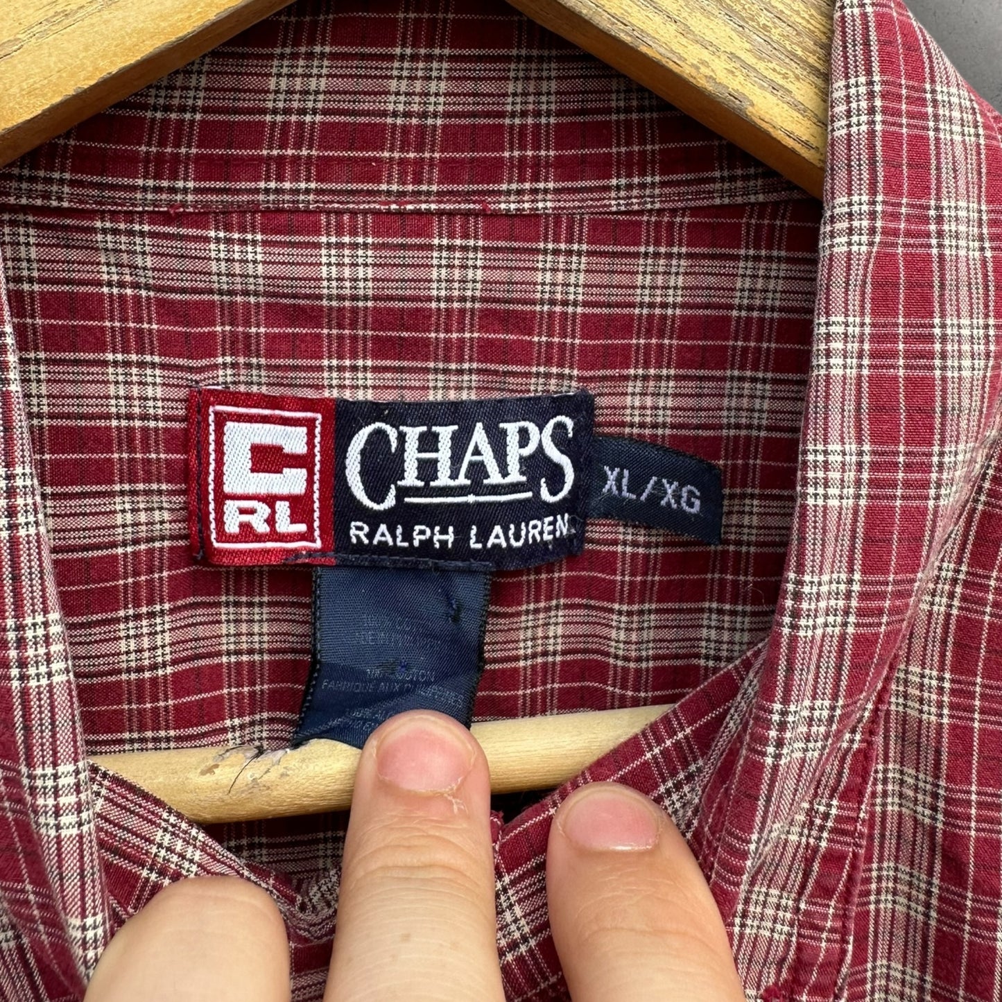 RALPH LAUREN X CHAPS RED CHECKERED LONG SLEEVE BUTTON UP SHIRT