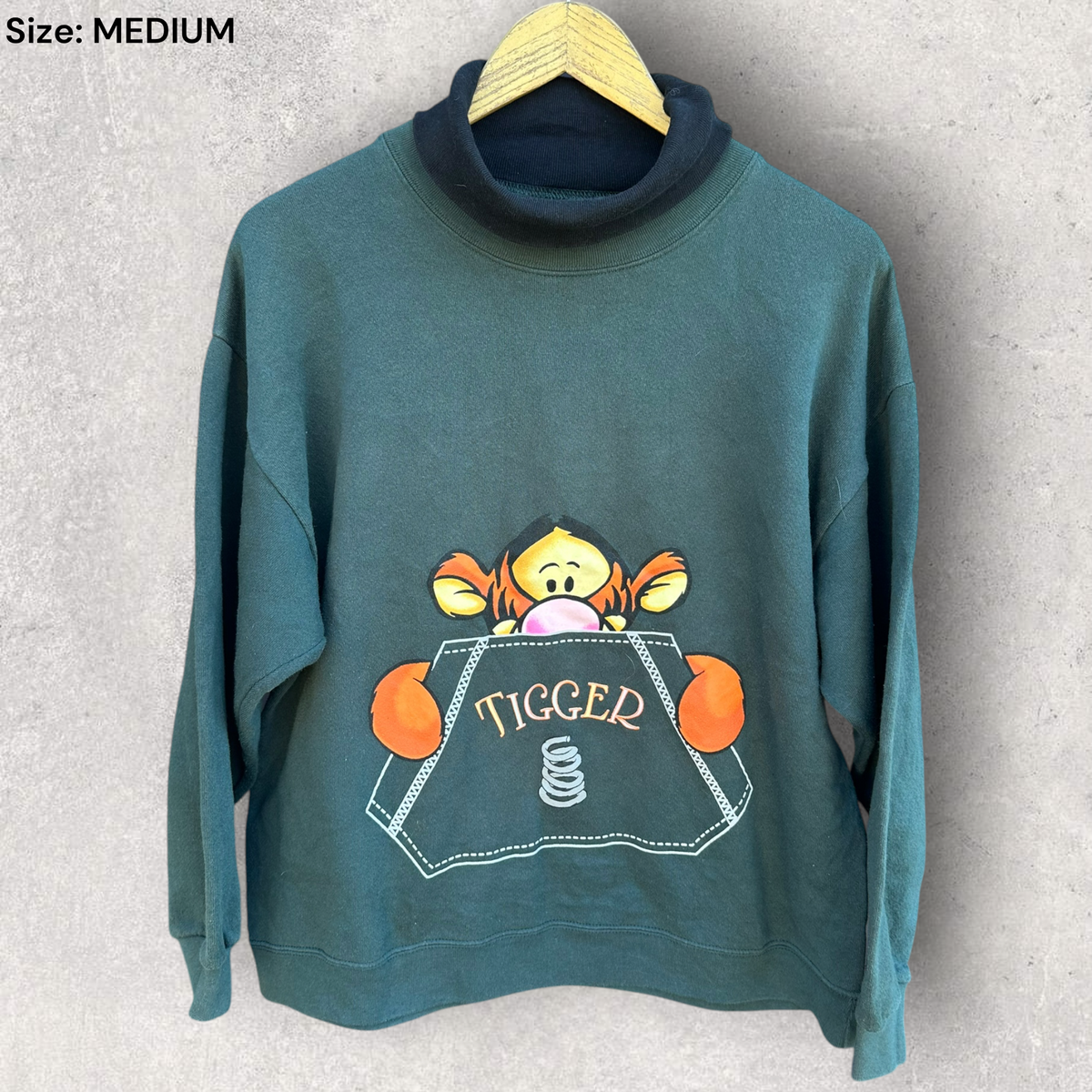 Tigger Winnie The Pooh Vintage Green Pullover Jumper