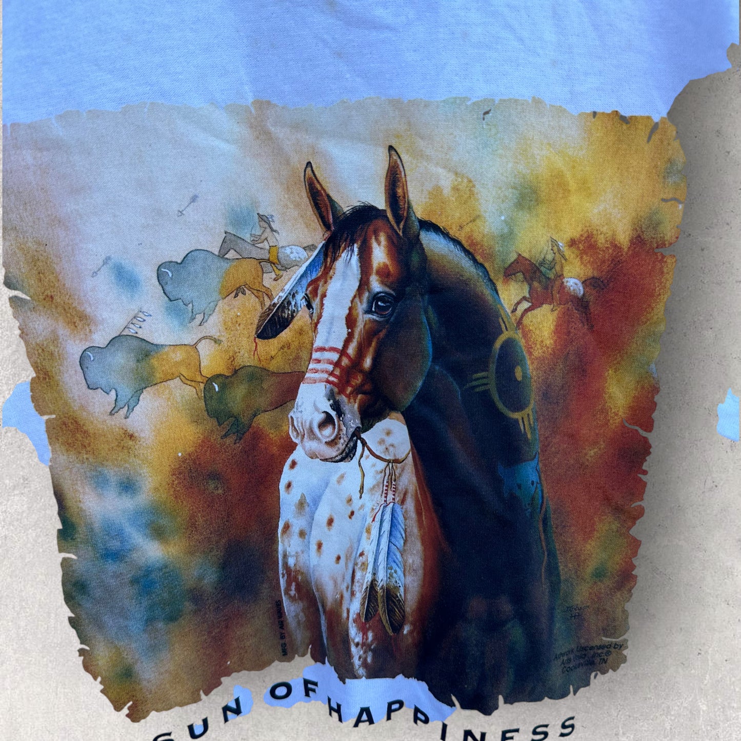 SUN OF HAPPINESS VINTAGE WHITE HORSE T-SHIRT