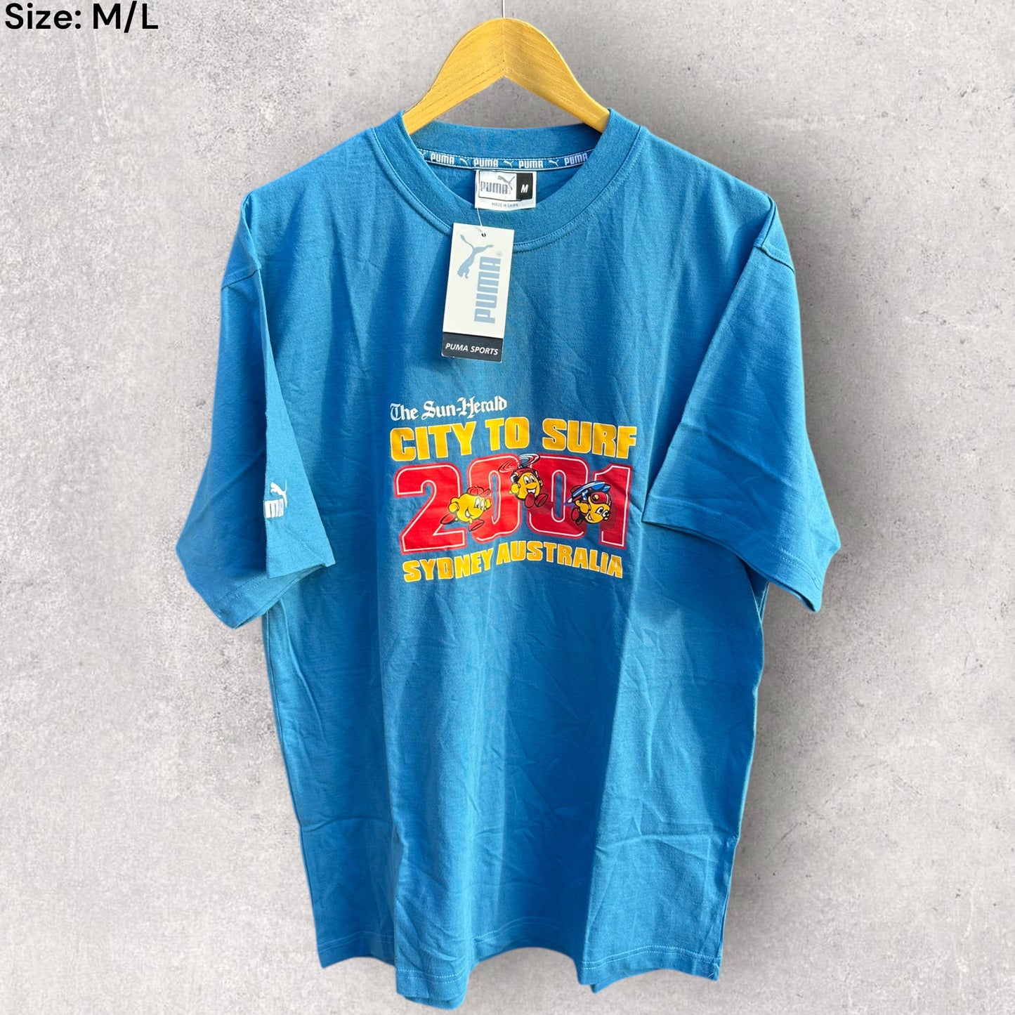 THE SUN HERALD CITY TO SURF 2001 PUMA VINTAGE DEADSTOCK BRAND NEW SHIRT