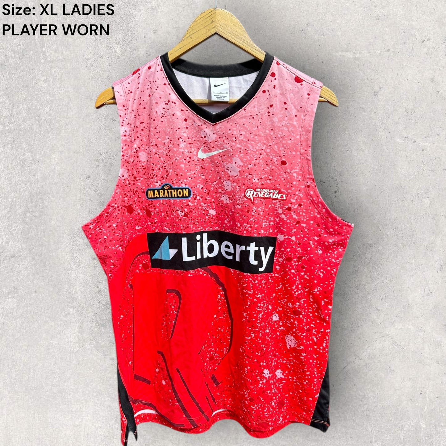 MELBOURNE RENEGADES NIKE WBBL CRICKET MATCH WORN VEST BY JESS DUFFIN