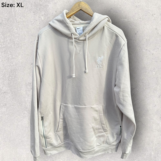 Liverpool FC Nike Dri-Fit Pullover Off White Hooded Football Jumper
