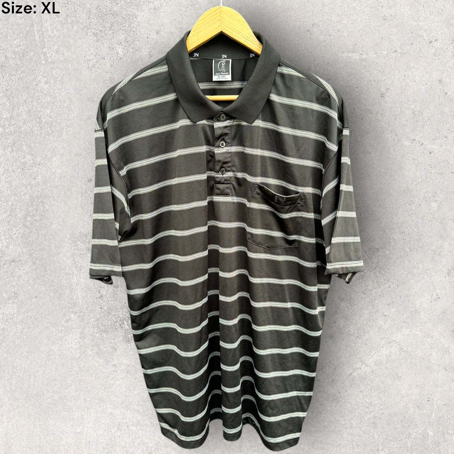 JACK NEWTOWN MENS GOLF BLACK & WHITE POLO SHIRT