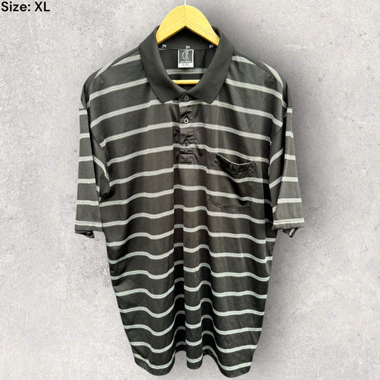 JACK NEWTOWN MENS GOLF BLACK & WHITE POLO SHIRT