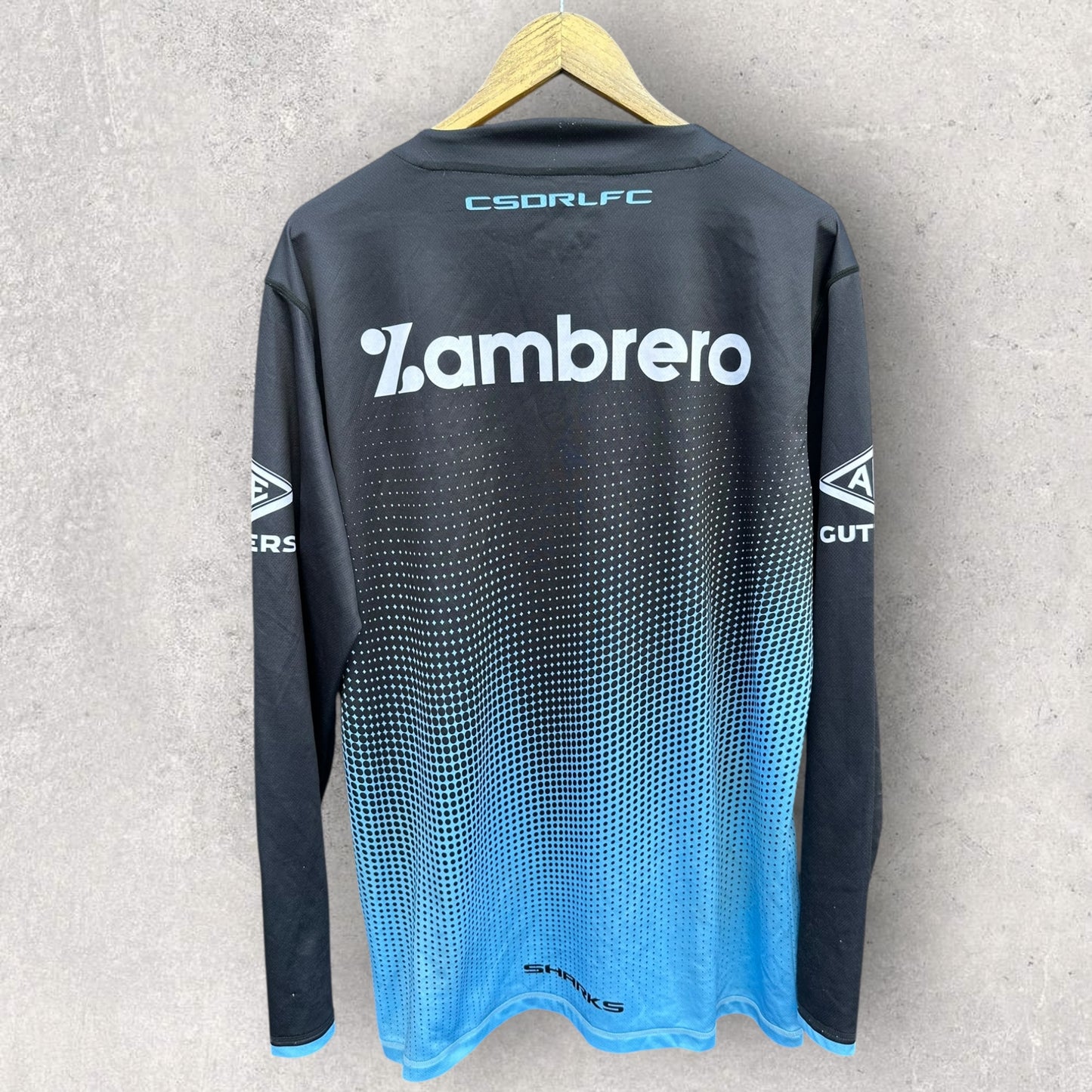 CRONULLA SHARKS 2025 TRAINING SHIRT LONG SLEEVE PLAYER ISSUED TOM HAZLETON